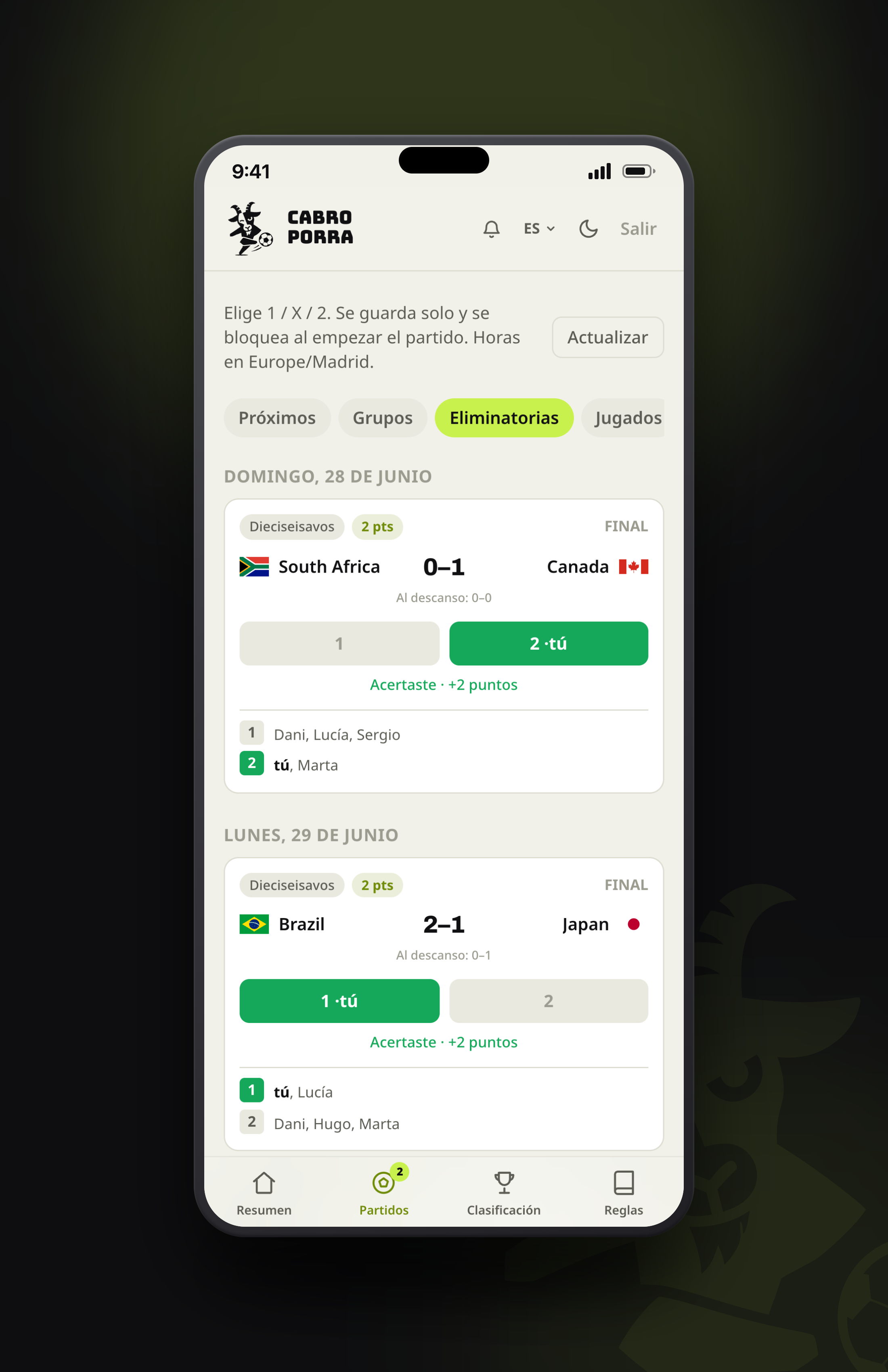 Eliminatorias del Mundial en un iPhone