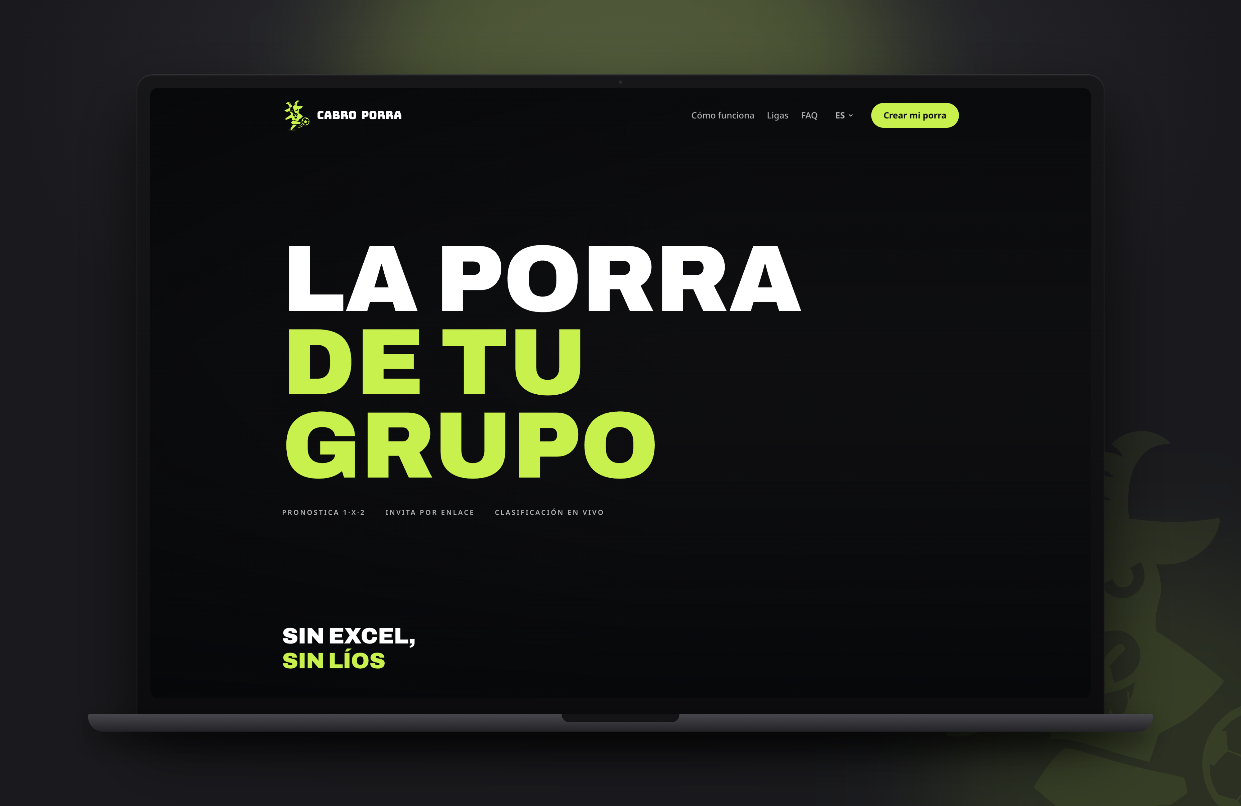 Landing de Cabro Porra en un MacBook